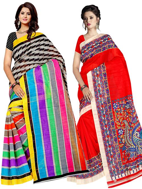 women's saree combo - 19532129 - Very Small Image - 1