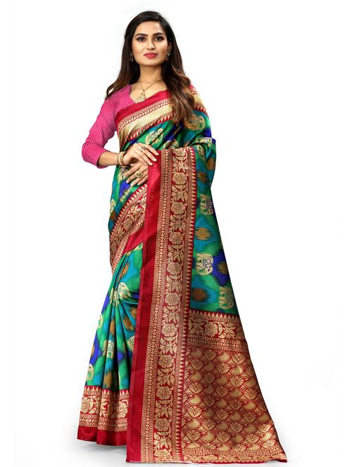 printed mysore silk saree with blouse - 19532161 - Very Small Image - 1