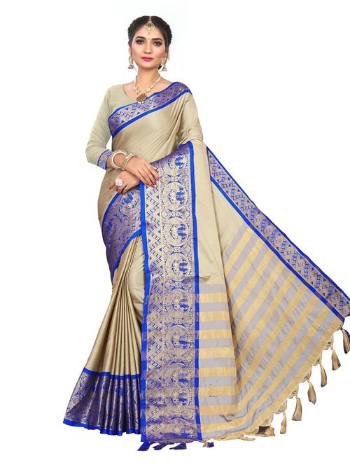 self design woven saree with blouse - 19532165 - Very Small Image - 1