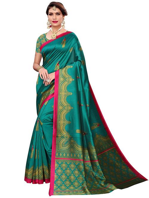 printed mysore silk saree with blouse - 19532364 - Very Small Image - 1