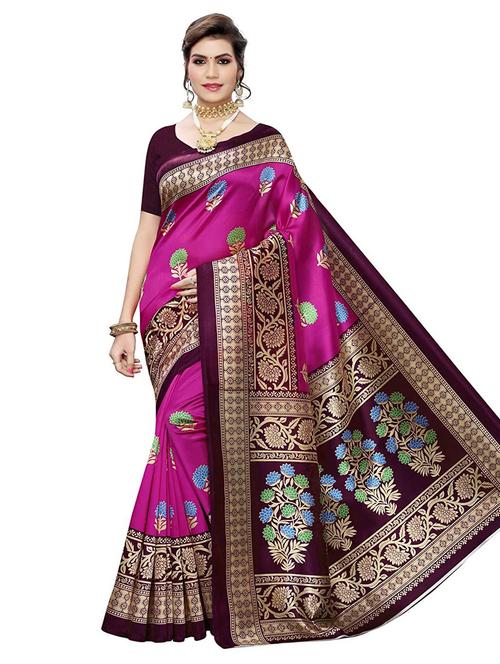 women's self design pink colored saree with blouse - 19532379 - Very Small Image - 1