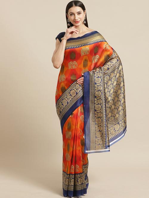 printed mysore silk saree - 19532471 - Very Small Image - 1