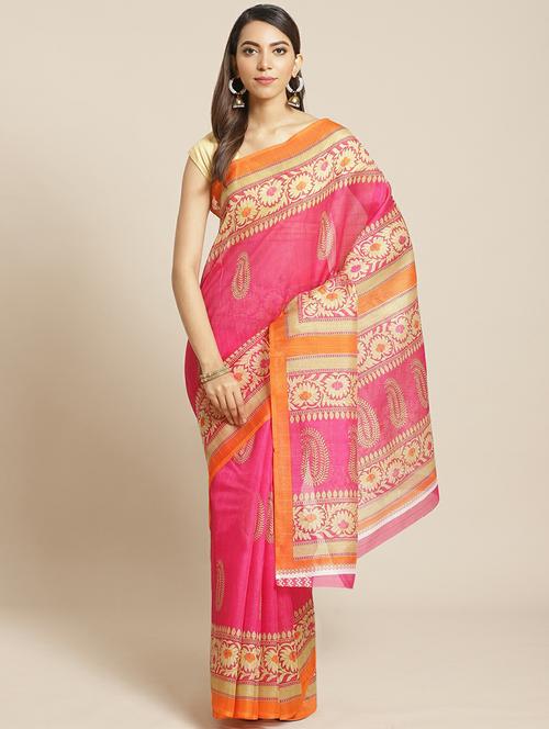 floral printed saree with blouse - 19532506 - Very Small Image - 1