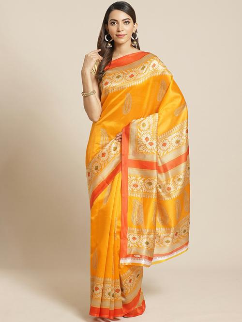 floral print mysore silk saree - 19532522 - Very Small Image - 1