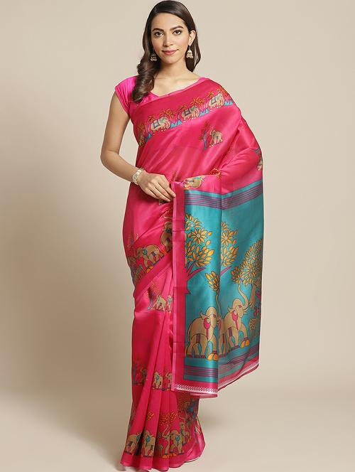 conversational print mysore silk saree with blouse - 19532529 - Very Small Image - 1