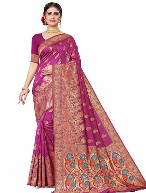 women's banarasi saree with blouse - 19532716 - Very Small Image - 1