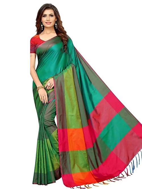 women's self design multi colored saree with blouse - 19532767 - Very Small Image - 1