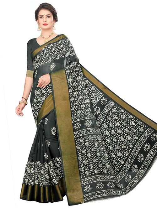 women's printed black colored saree - 19532777 - Very Small Image - 1