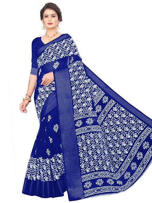 women's printed blue colored saree - 19532784 - Very Small Image - 1