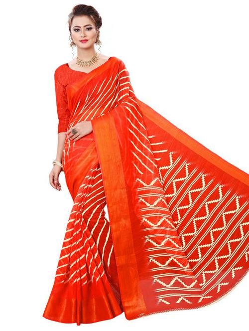 women's leheriya orange colored saree - 19532791 - Very Small Image - 1