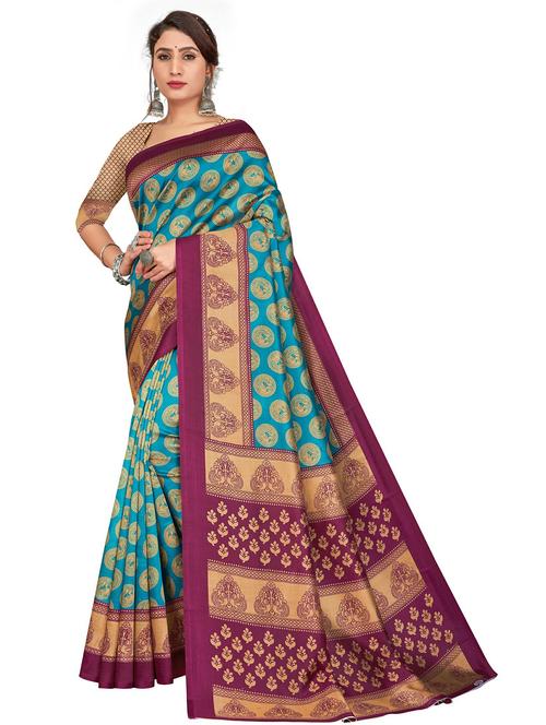 women's self design turquoise colored saree - 19533070 - Very Small Image - 1