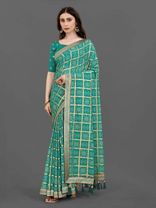 women's self design green colored saree - 19533238 - Very Small Image - 1