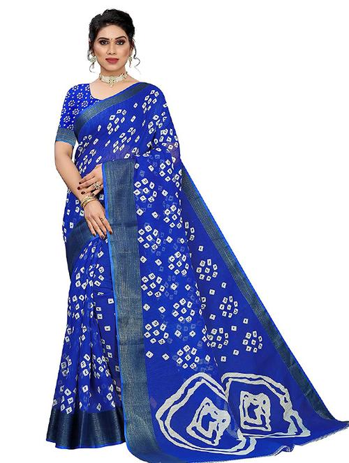 women's bandhani blue colored saree - 19533251 - Very Small Image - 1
