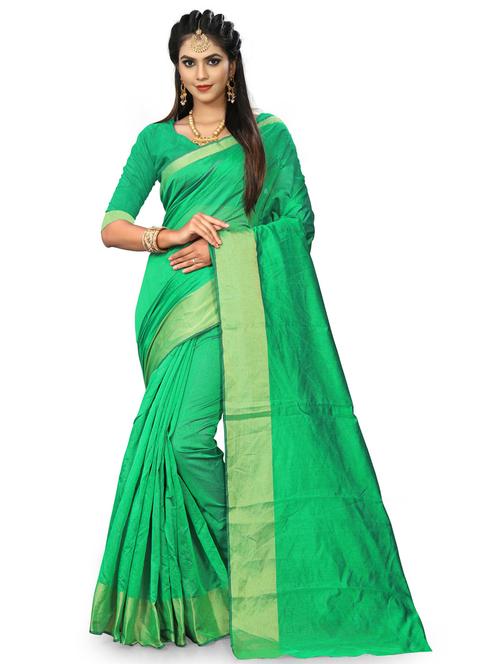 women's self design green colored saree with blouse - 19533271 - Very Small Image - 1