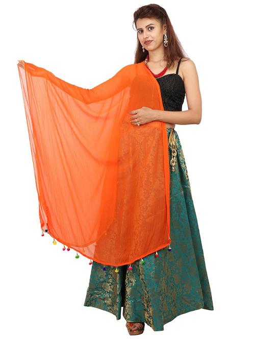 orange chiffon dupatta - 19533486 - Very Small Image - 1