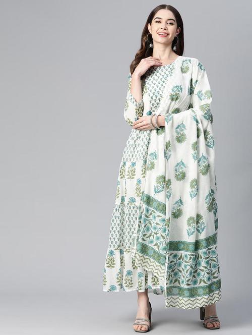 floral printed kurta dupatta set - 19533641 - Very Small Image - 1