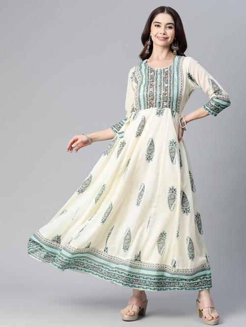 round neck cotton flared kurti - 19533645 - Very Small Image - 1