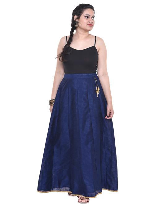 silk blend solid flared skirt - 19533651 - Very Small Image - 1