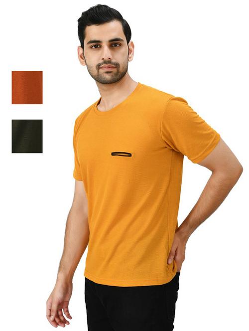 men round neck solid t-shirt set - 19535184 - Very Small Image - 1