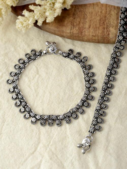 oxidised silver plated ethnic paijeb - 19536453 - Very Small Image - 1