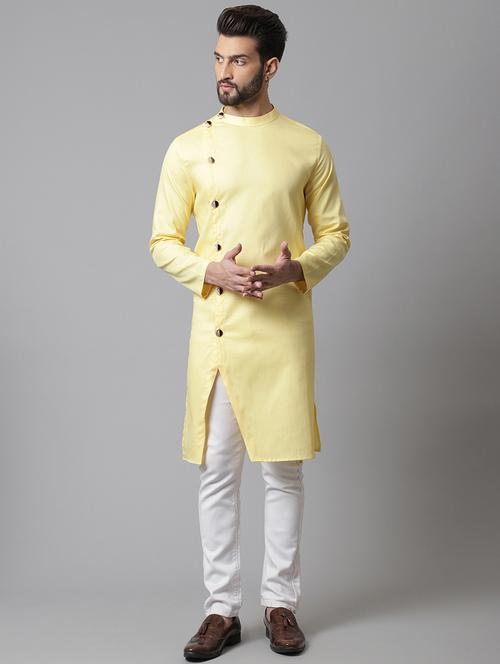 yellow solid long kurtas kurta - 19536889 - Very Small Image - 1