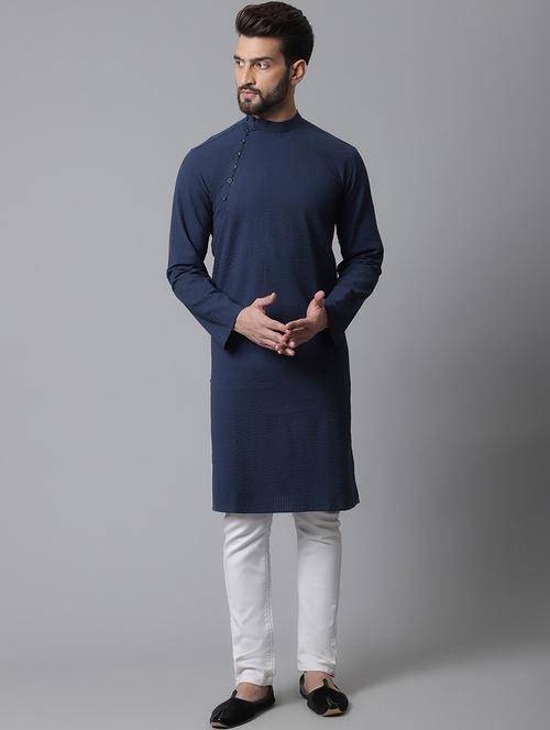 blue solid long kurtas kurta - 19536902 - Very Small Image - 1