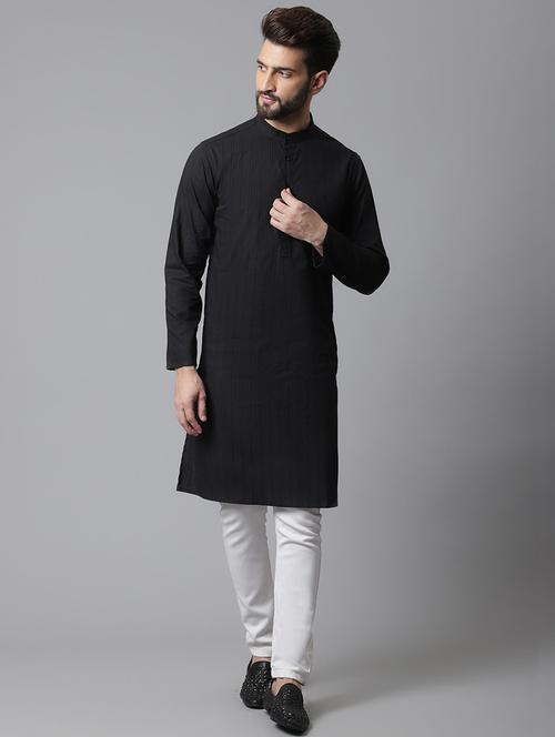 black solid long kurtas kurta - 19536905 - Very Small Image - 1