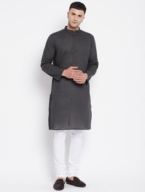 grey solid long kurtas kurta - 19536998 - Very Small Image - 1