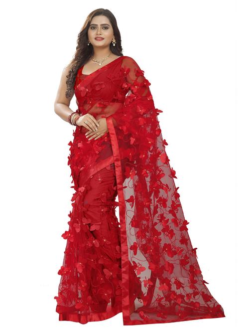 applique work bordered saree with blouse - 19537342 - Very Small Image - 1