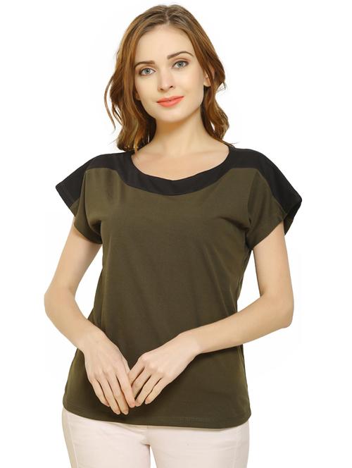 women's color block round neck t-shirt - 19537764 - Very Small Image - 1