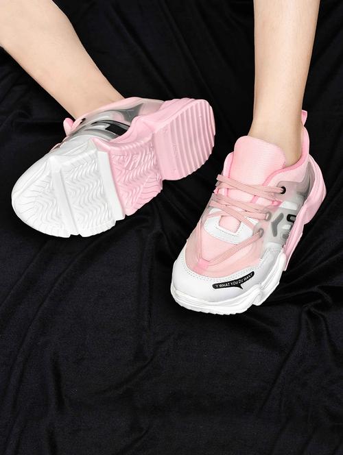 pink mesh laceup sneakers - 19538546 - Very Small Image - 1