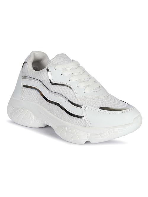 white synthetic laceup sneakers - 19538563 - Very Small Image - 1