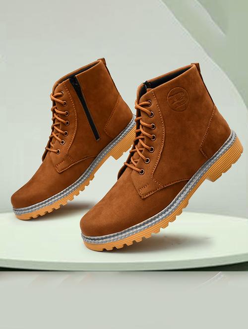 tan leather high ankle boots - 19538685 - Very Small Image - 1