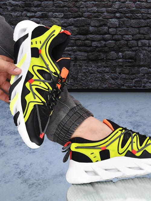 black color block lace up causal shoe - 19539054 - Very Small Image - 1