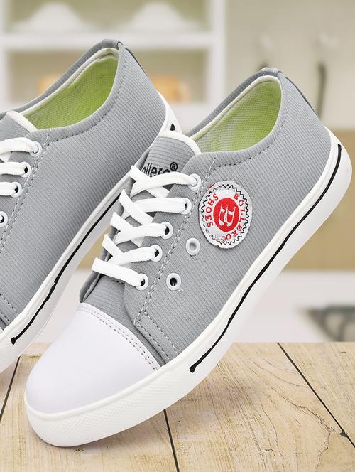grey canvas lace up sneakers - 19539619 - Very Small Image - 1