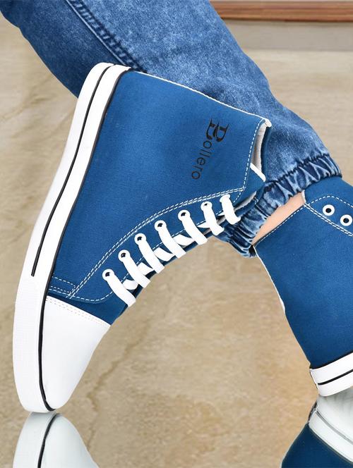 blue denim lace up sneakers - 19539623 - Very Small Image - 1
