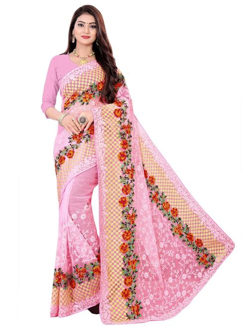 floral embroidered saree with blouse - 19539848 - Very Small Image - 1