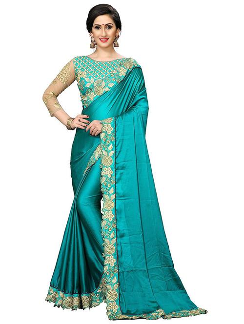 solid bordered saree with blouse - 19539855 - Very Small Image - 1