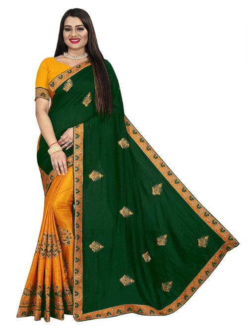 embroidered half and half saree with blouse - 19539866 - Very Small Image - 1