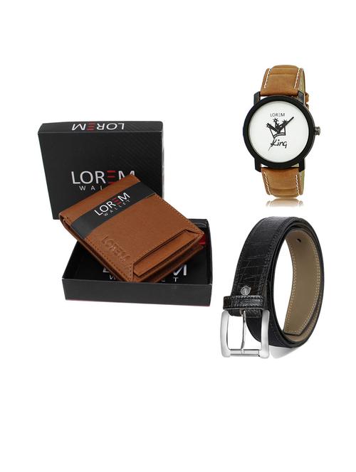 belt, wallet & watch leatherette gift combo - 19553859 - Very Small Image - 1