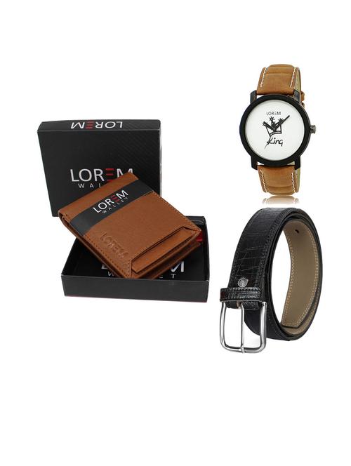 belt, wallet & watch leatherette gift combo - 19553861 - Very Small Image - 1