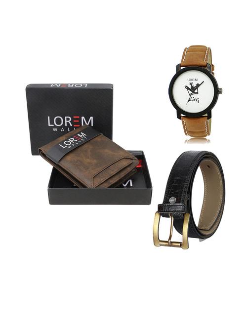 belt, wallet & watch leatherette gift combo - 19553864 - Very Small Image - 1
