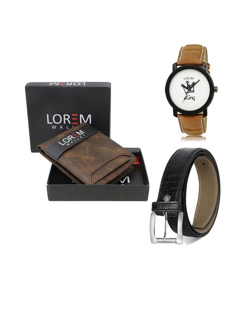 belt, wallet & watch leatherette gift combo - 19553865 - Very Small Image - 1