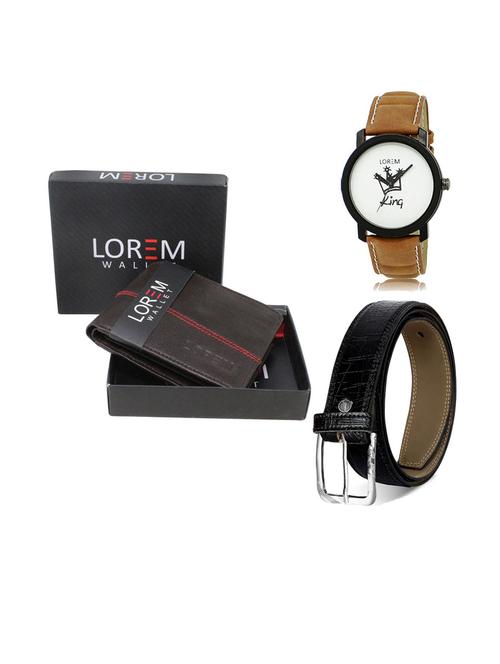 belt, wallet & watch leatherette gift combo - 19553880 - Very Small Image - 1