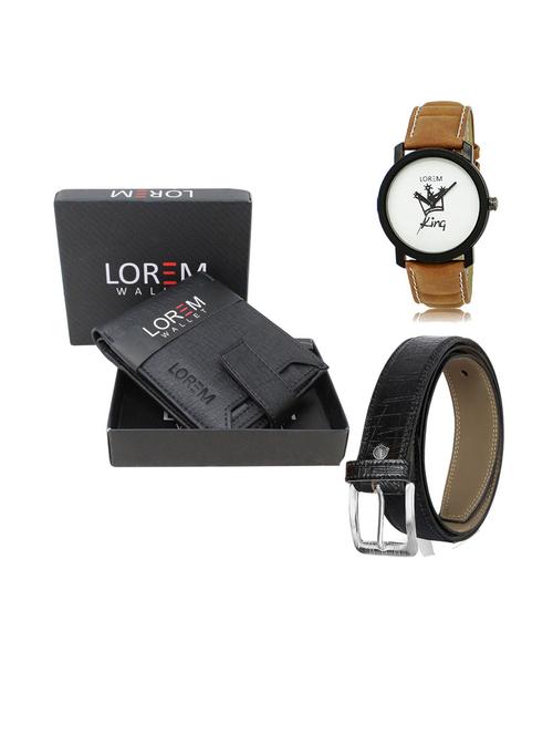 belt, wallet & watch leatherette gift combo - 19553887 - Very Small Image - 1