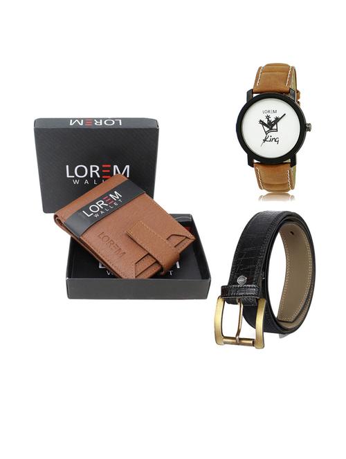 belt, wallet & watch leatherette gift combo - 19553894 - Very Small Image - 1