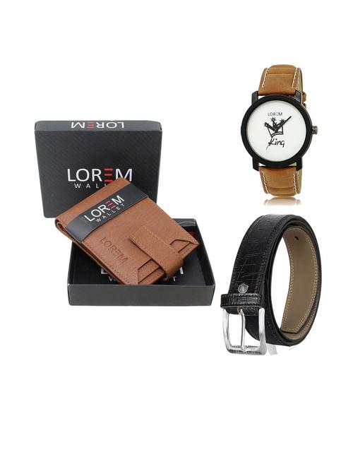 belt, wallet & watch leatherette gift combo - 19553899 - Very Small Image - 1