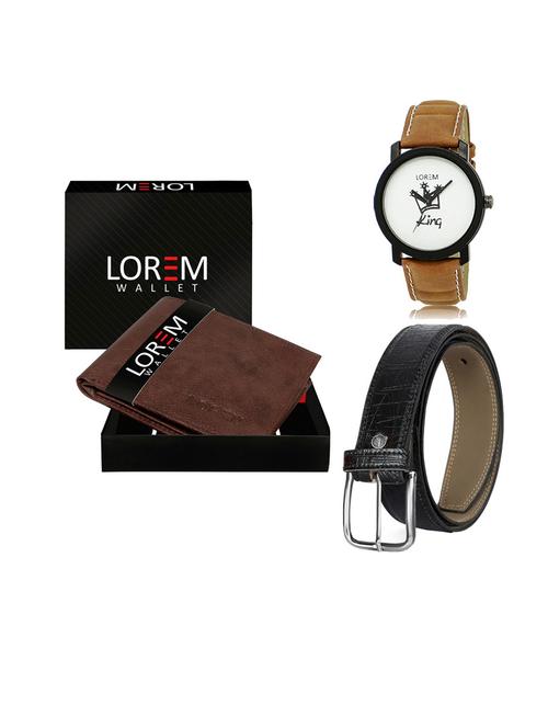 belt, wallet & watch leatherette gift combo - 19553909 - Very Small Image - 1