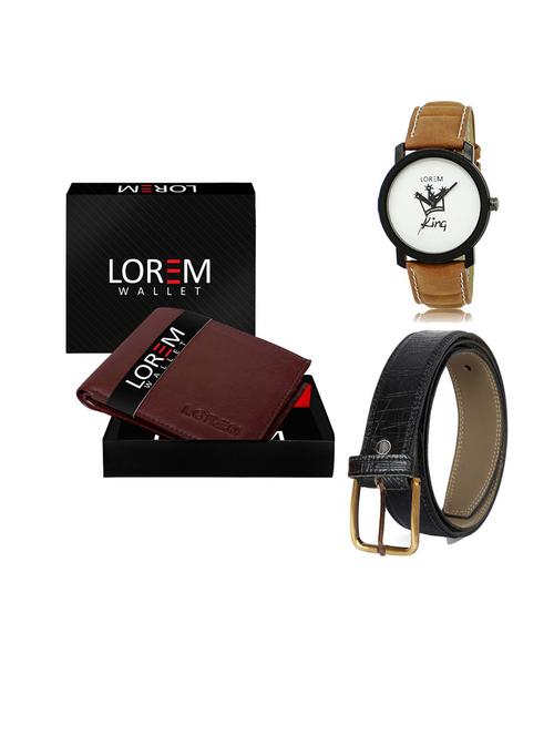 belt, wallet & watch leatherette gift combo - 19553920 - Very Small Image - 1