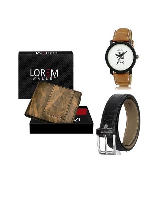 belt, wallet & watch leatherette gift combo - 19553959 - Very Small Image - 1